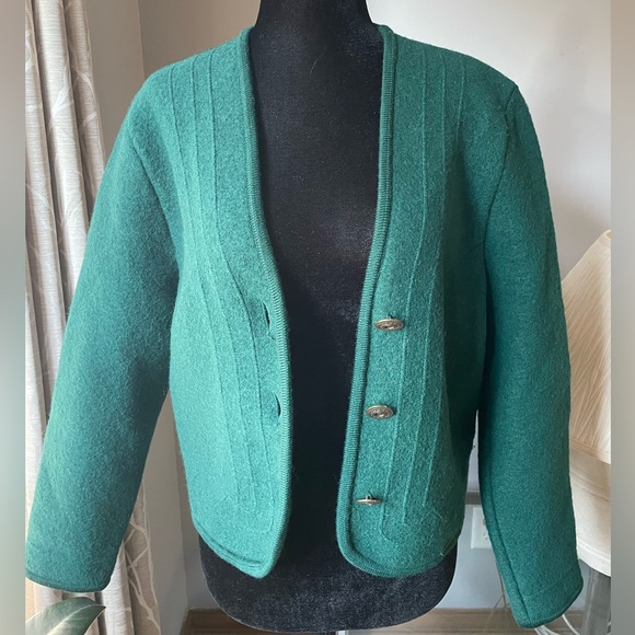 Vintage Green Wool Cardigan (Size 4) - Picture 2 of 8